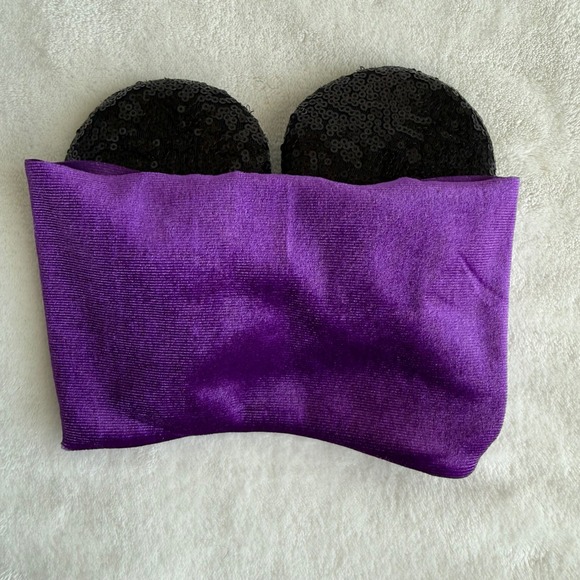 Disney Nightmare Before Mickey Ears Headband Jack Skellington Purple Sequin Bow - Picture 3 of 5